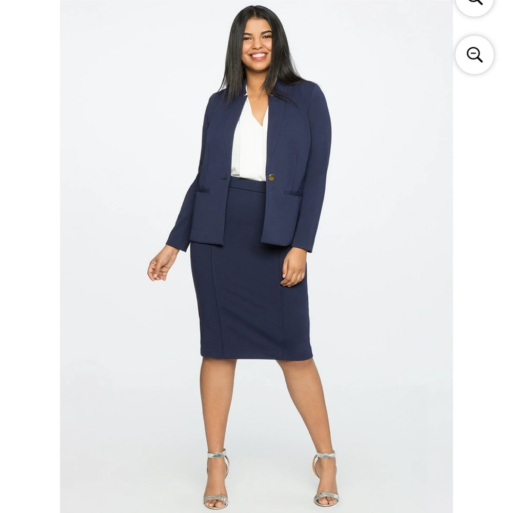 Eloquii Navy Blue Blazer, Pant, and Skirt Set - see description
